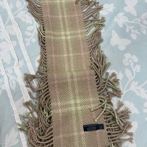 Burberry Beige and Light Pink Plaid Accent Scarf
